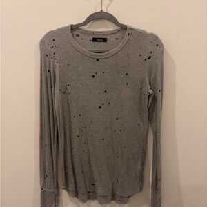 Michael Lauren Gray Speckled Knit Top